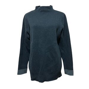 J.Jill Blue Mock Neck‎ Sweater Contrast Cuffs Cozy Casual Knit Top Size M